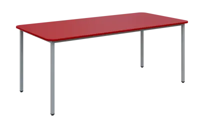 JSBR 190N Jídelní stůl 1900 x 900 mm, deska červená flamengo / podnož stříbrná